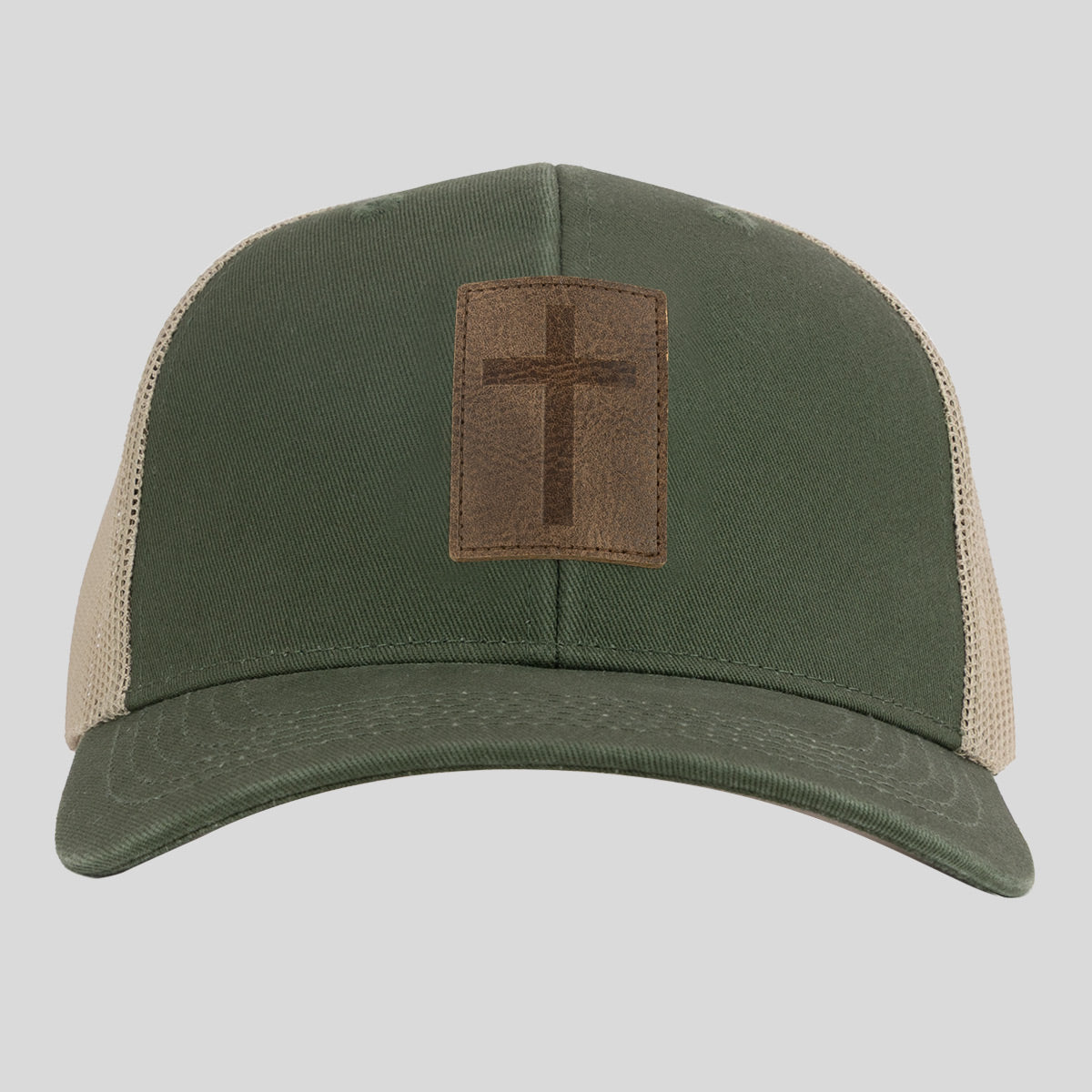 Kerusso Mens Cap Leather Cross Olive Secondary image