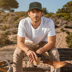 Kerusso Mens Cap Leather Cross Olive