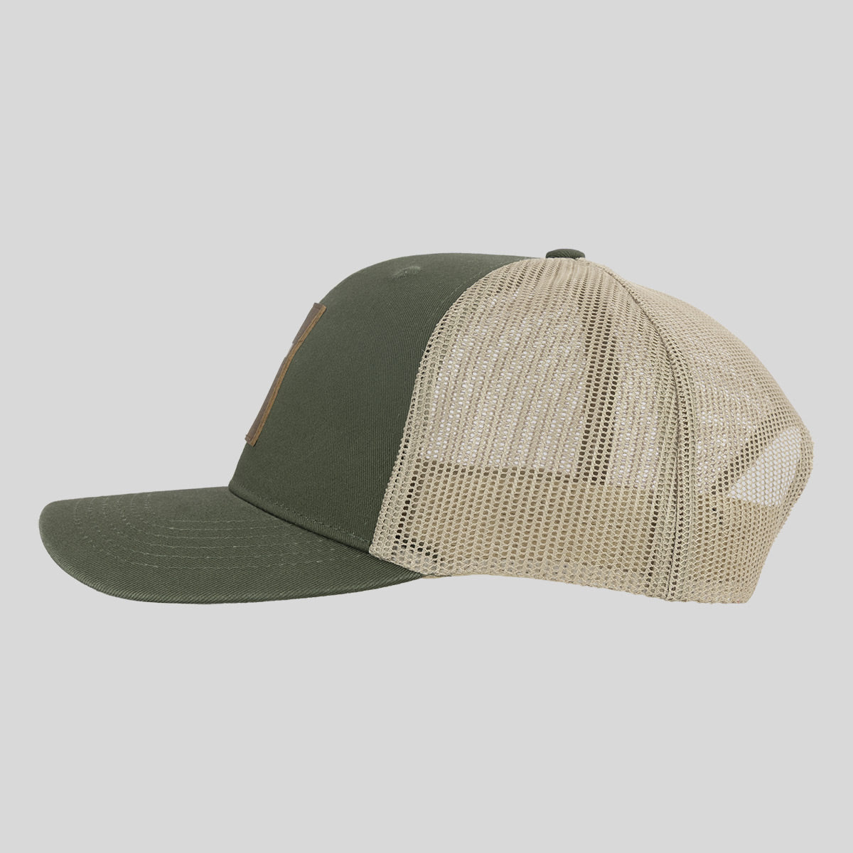 Kerusso Mens Cap Leather Cross Olive