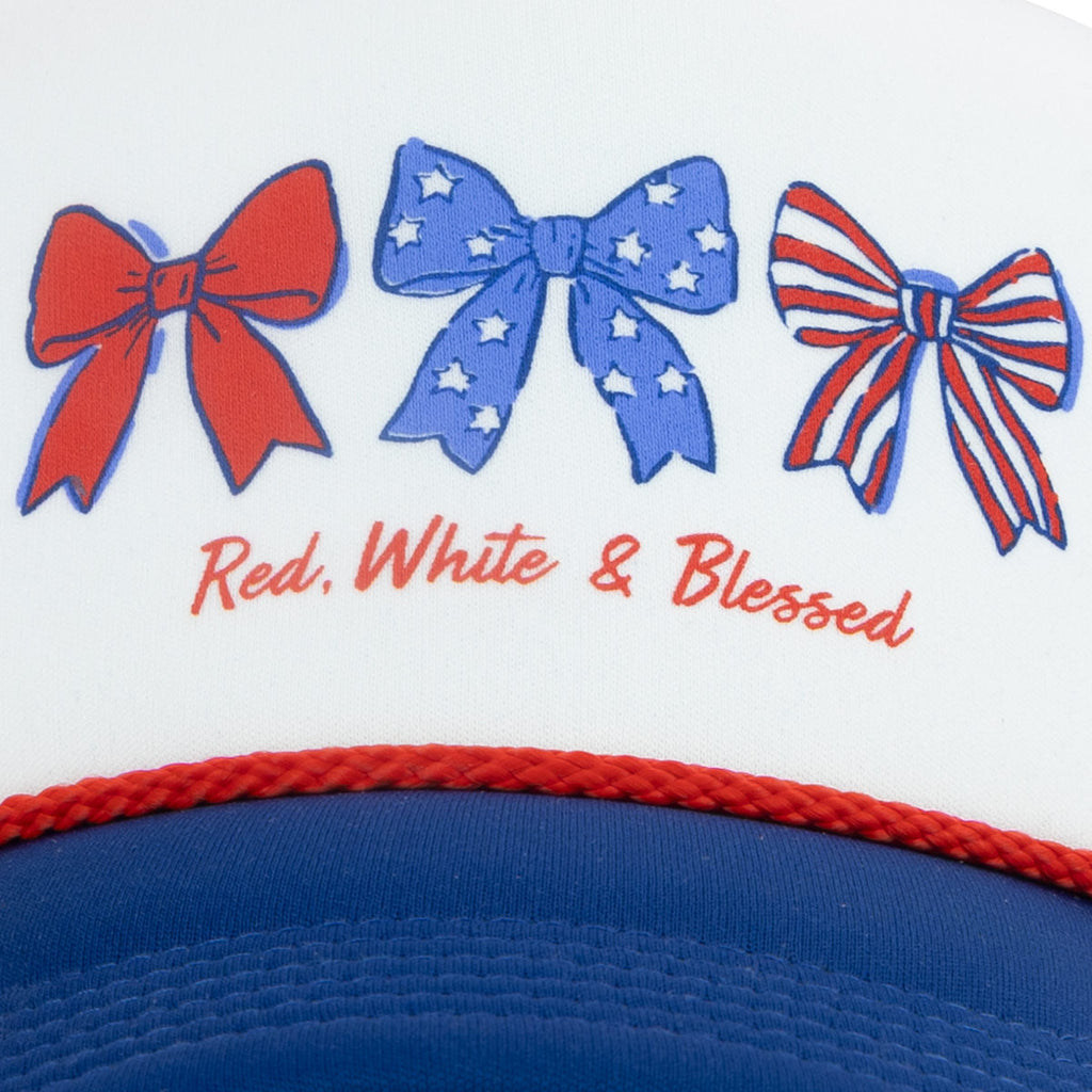 Kerusso Womens Cap Red White & Blessed Bows