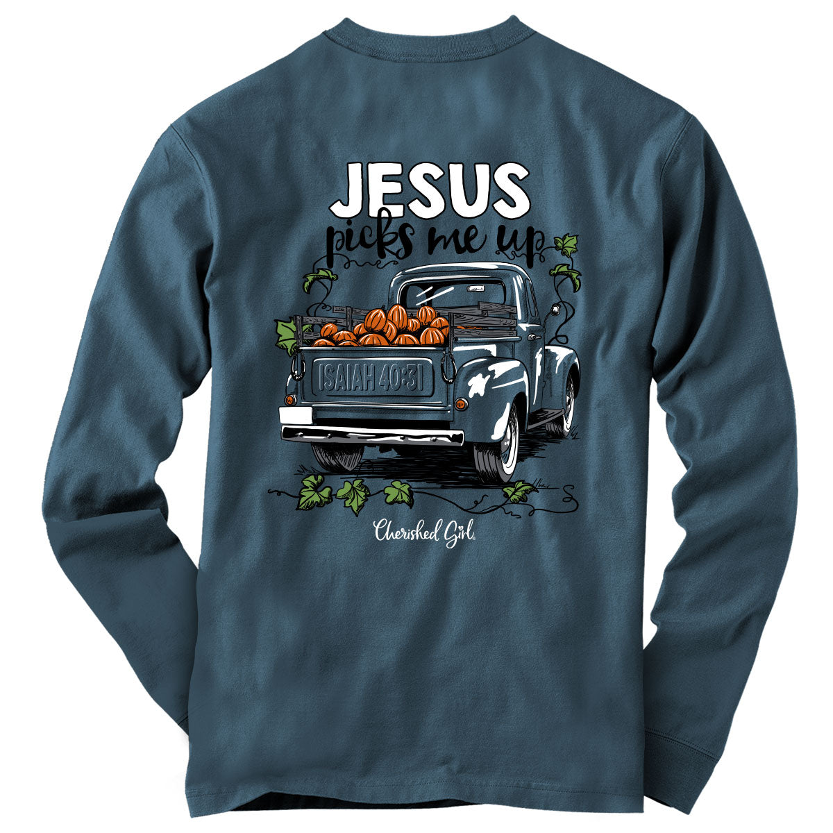 Cherished Girl Womens Long Sleeve T-Shirt Pick-Up Truck Isaiah 40:31
