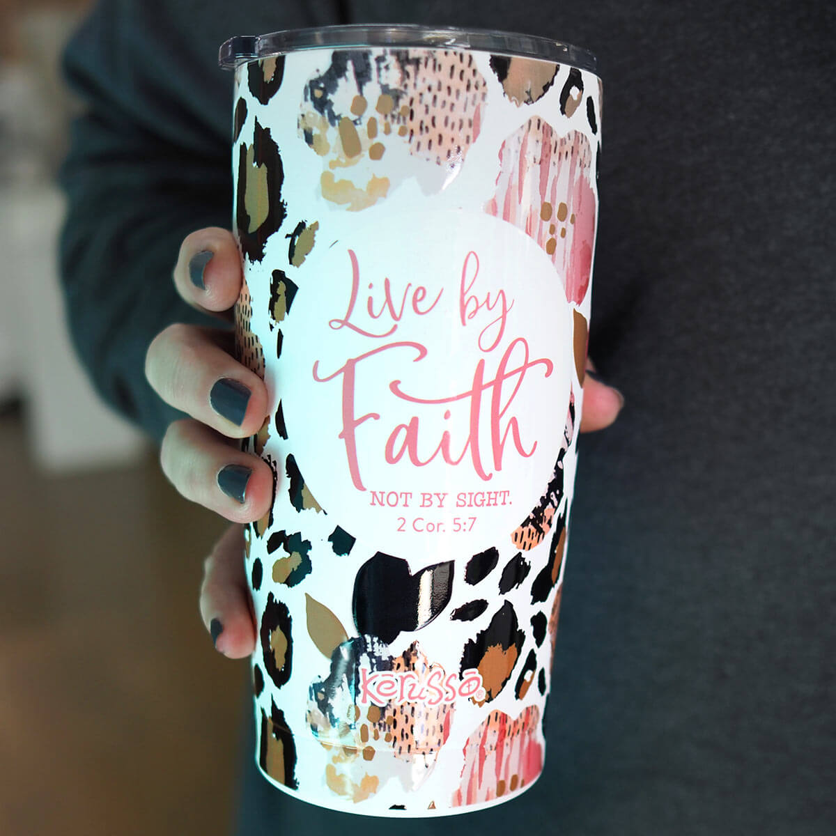 Kerusso 20 oz Stainless Steel Tumbler Live By Faith